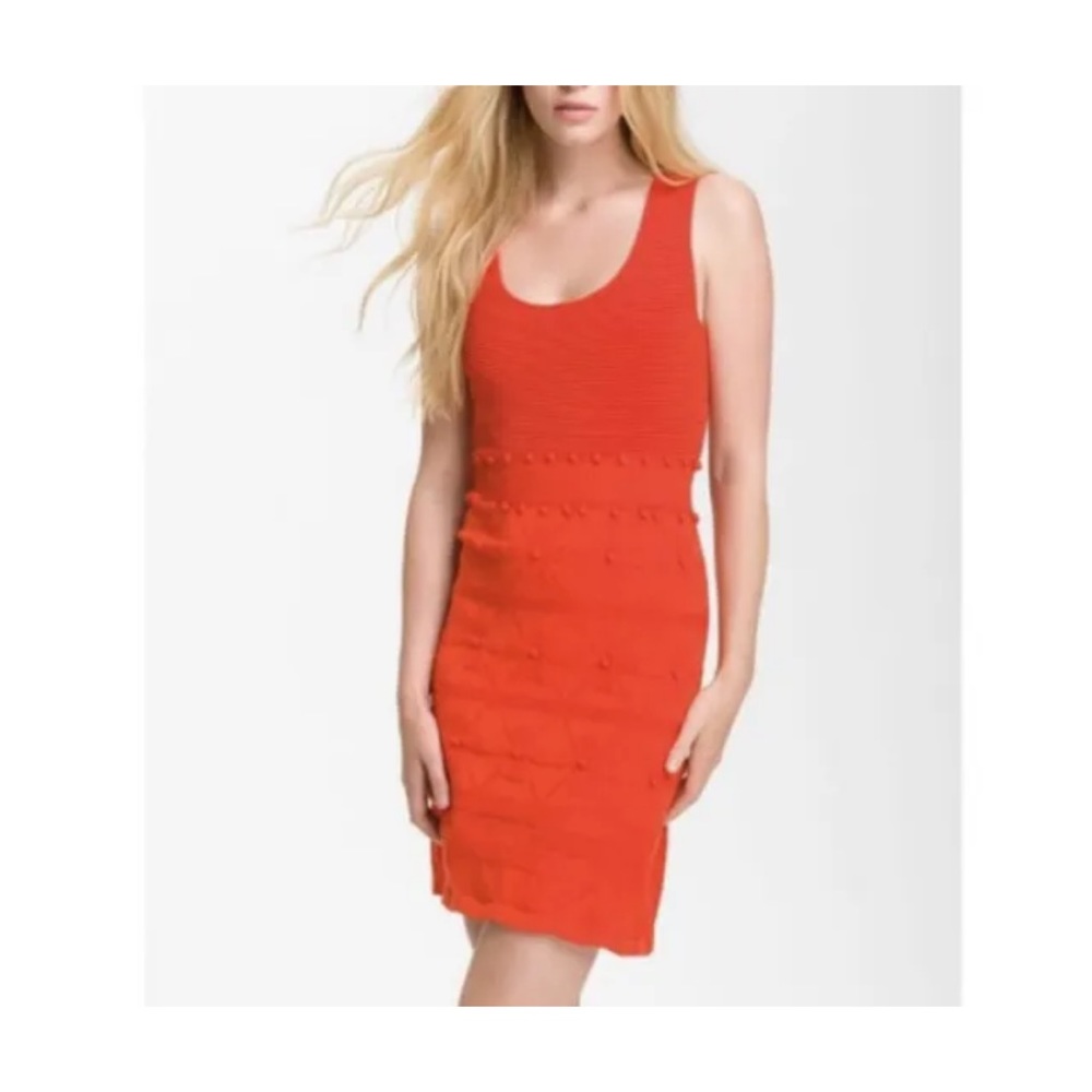 Milly of New York Bahia Jacquard Orange Knit Dress EUC